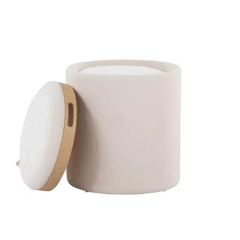 LumiSource Tray Lot de poufs gigognes Tissu/Bois naturel