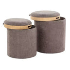 LumiSource Tray Lot de poufs gigognes Tissu/Bois naturel