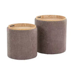 LumiSource Tray Lot de poufs gigognes Tissu/Bois naturel