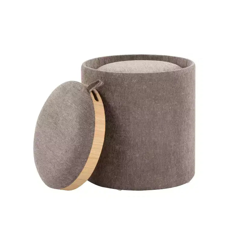 LumiSource Tray Lot de poufs gigognes Tissu/Bois naturel