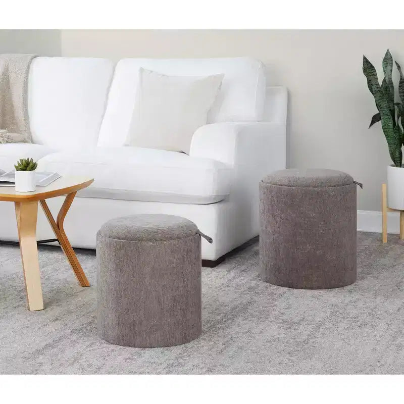 LumiSource Tray Lot de poufs gigognes Tissu/Bois naturel