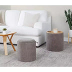 LumiSource Tray Lot de poufs gigognes Tissu/Bois naturel