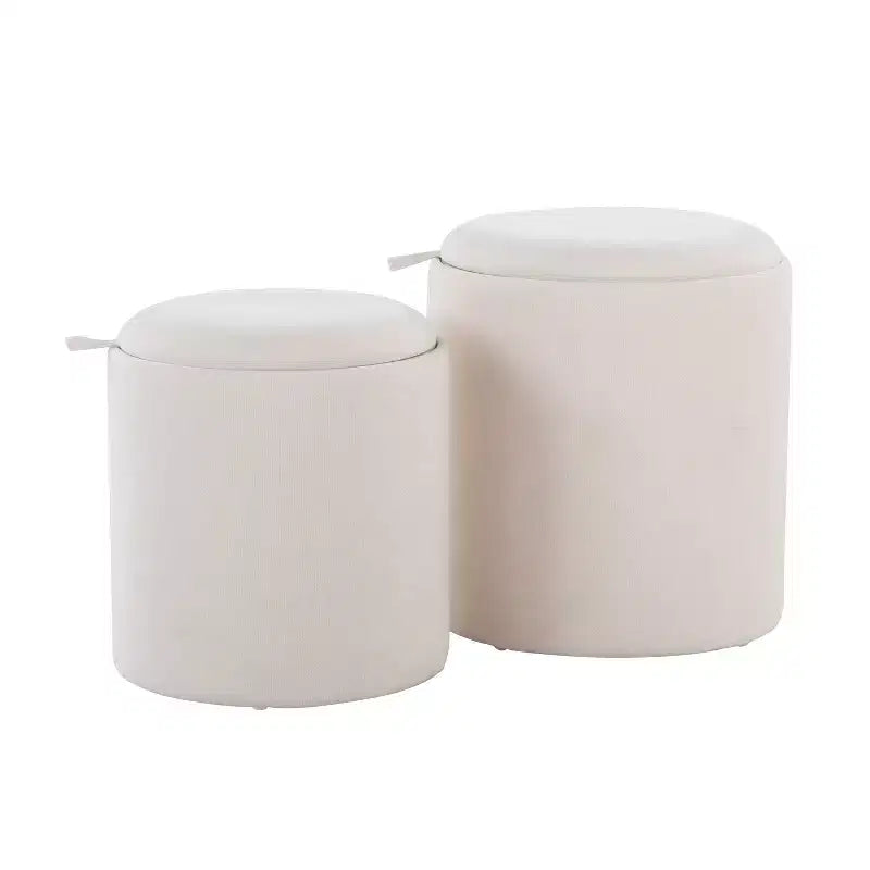LumiSource Tray Lot de poufs gigognes Tissu/Bois naturel