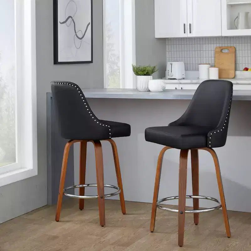 LumiSource Lot de 2 tabourets de bar à hauteur de comptoir cloutés Marcel