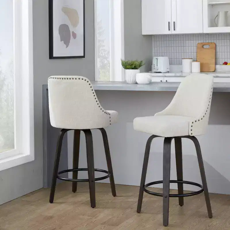 LumiSource Lot de 2 tabourets de bar à hauteur de comptoir cloutés Marcel