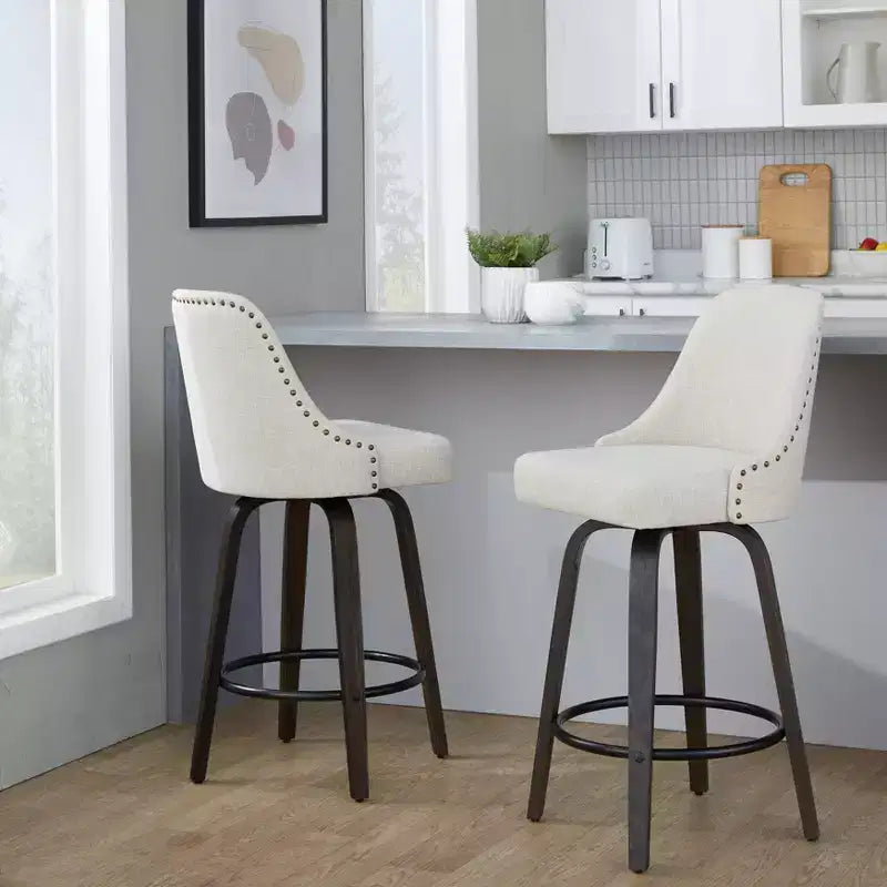 LumiSource Lot de 2 tabourets de bar à hauteur de comptoir cloutés Marcel