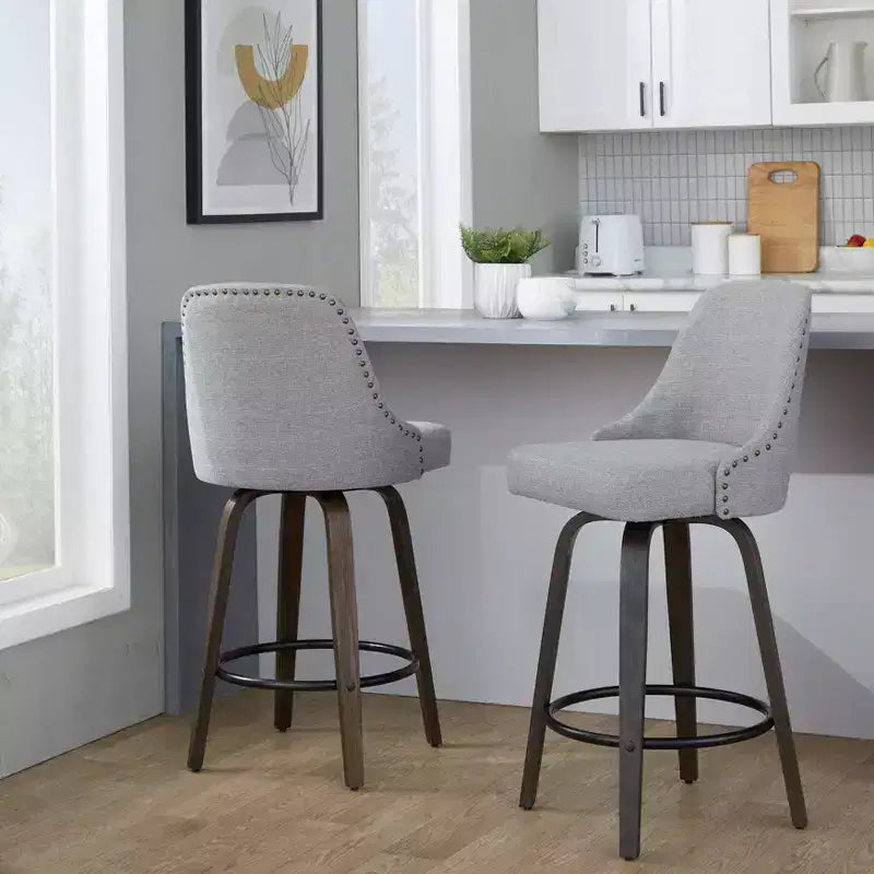 LumiSource Lot de 2 tabourets de bar à hauteur de comptoir cloutés Marcel