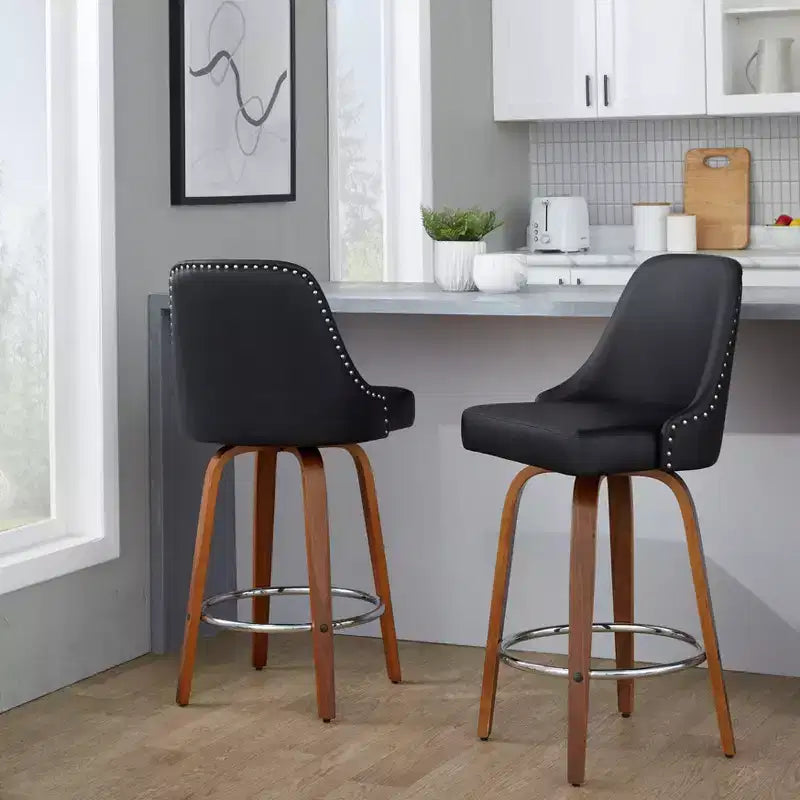 LumiSource Lot de 2 tabourets de bar à hauteur de comptoir cloutés Marcel
