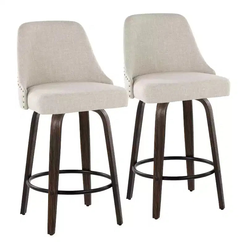 LumiSource Lot de 2 tabourets de bar à hauteur de comptoir cloutés Marcel