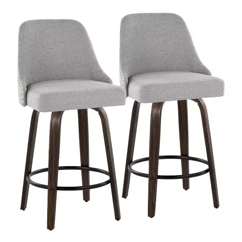 LumiSource Lot de 2 tabourets de bar à hauteur de comptoir cloutés Marcel