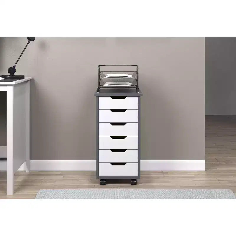 Chariot à roulettes étroit Trendfurn Omnia à 6 tiroirs
