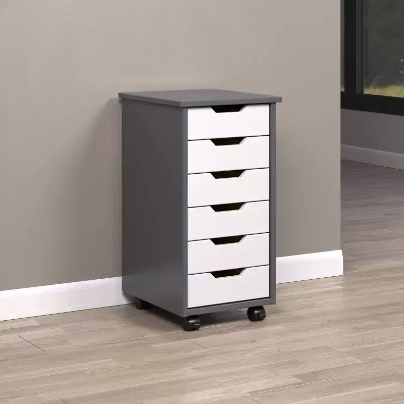 Chariot à roulettes étroit Trendfurn Omnia à 6 tiroirs