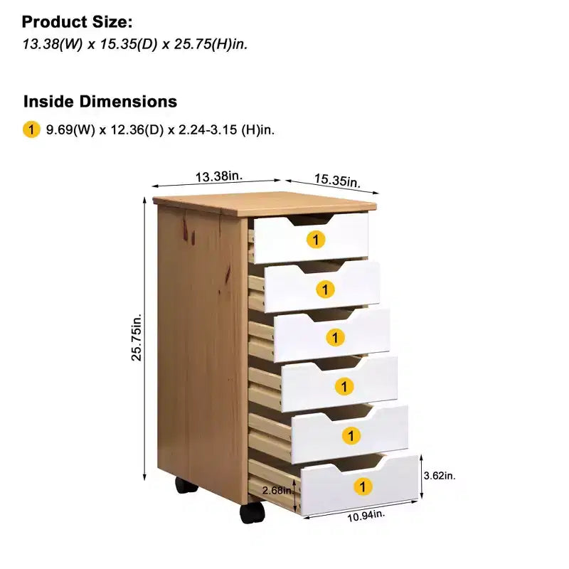 Chariot à roulettes étroit Trendfurn Omnia à 6 tiroirs