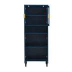 Meuble de rangement haut avec 2 portes vitrées et 2 portes, armoire moderne autoportante pour salle de bain, salle à manger ou salon