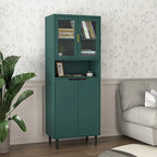 Meuble de rangement haut avec 2 portes vitrées et 2 portes, armoire moderne autoportante pour salle de bain, salle à manger ou salon