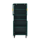 Meuble de rangement haut avec 2 portes vitrées et 2 portes, armoire moderne autoportante pour salle de bain, salle à manger ou salon