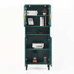 Meuble de rangement haut avec 2 portes vitrées et 2 portes, armoire moderne autoportante pour salle de bain, salle à manger ou salon